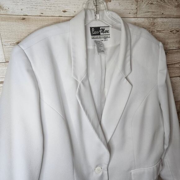 Ben Marc White Blazer Jacket Long Size 18 Vintage Retro Party Formal Wedding - Picture 6 of 11